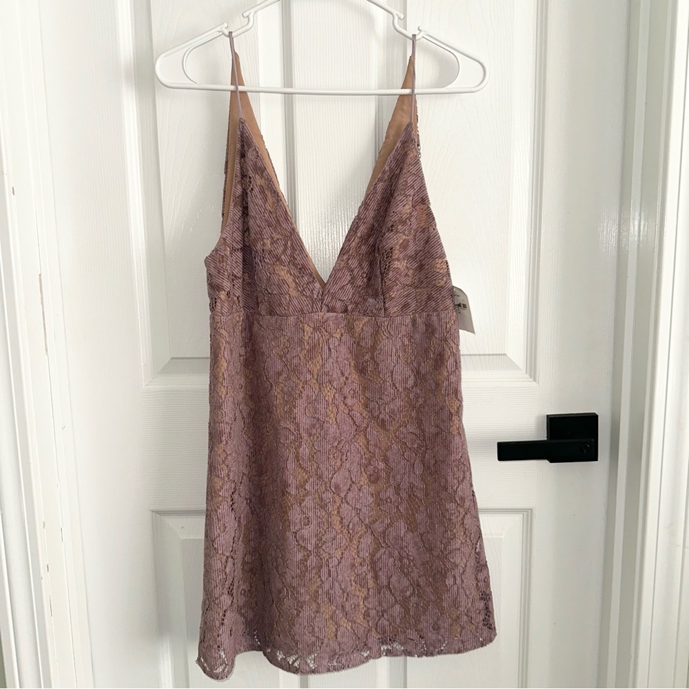 Free People Lace V-Neck Mini Dress